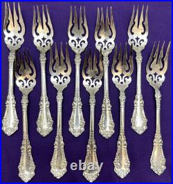 10 Pc 1897 BERKSHIRE Silverplated 6 SALAD FORKS 1847 Rogers Bros Pierced Design