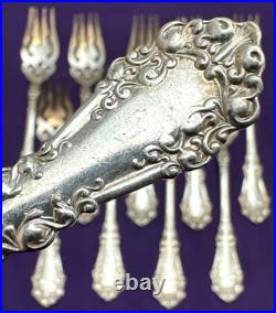 10 Pc 1897 BERKSHIRE Silverplated 6 SALAD FORKS 1847 Rogers Bros Pierced Design