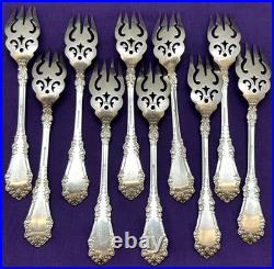 10 Pc 1897 BERKSHIRE Silverplated 6 SALAD FORKS 1847 Rogers Bros Pierced Design