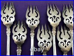 10 Pc 1897 BERKSHIRE Silverplated 6 SALAD FORKS 1847 Rogers Bros Pierced Design