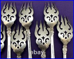 10 Pc 1897 BERKSHIRE Silverplated 6 SALAD FORKS 1847 Rogers Bros Pierced Design