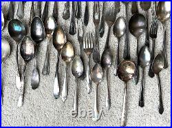 127 Pcs Silver Plate Silverware Rogers & Misc. Brands For Place Settings / Craft