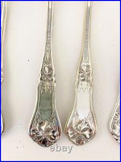 12 Antique Silver Plate Forks 1914 SL & GHR Co. Pansy Pattern Antique Flatware