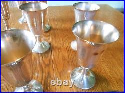 12 Silver Plate Goblets withSilver Plate Wm Rogers Ice Bucket, All USA Mid-Century
