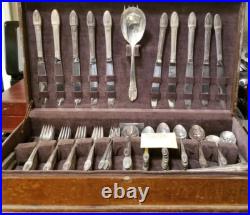 (132 pc. Set) 1847 ROGERS BROS FIRST LOVE Silver Plate Set + Chest Service 12 (132 pc. Set) 1847 ROGERS BROS FIRST LOVE Silver Plate Set + Chest Service 12