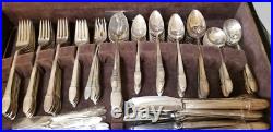 (132 pc. Set) 1847 ROGERS BROS FIRST LOVE Silver Plate Set + Chest Service 12