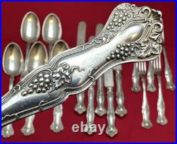 16 Pc VINTAGE (Grape) Silverplated FORKS TBLS & BLUNT KNIVES 1847 Rogers Bros