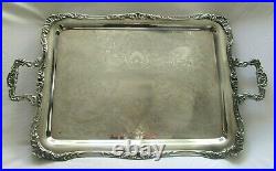 1792 ROGER'S BROS HUGE 28.5 x 16.5 Footed Heavy English Silver Plated Tray