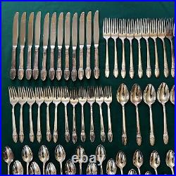 1847 ROGERS BROS FIRST LOVE 1937 SILVER PLATE FLATWARE 76pc SERVICE for 12 B