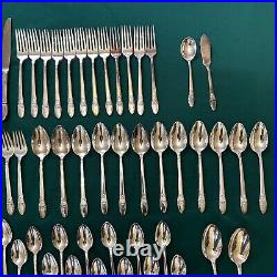 1847 ROGERS BROS FIRST LOVE 1937 SILVER PLATE FLATWARE 76pc SERVICE for 12 B