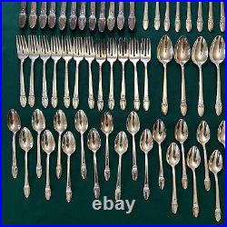 1847 ROGERS BROS FIRST LOVE 1937 SILVER PLATE FLATWARE 76pc SERVICE for 12 B