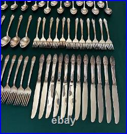 1847 ROGERS BROS FIRST LOVE 1937 SILVER PLATE FLATWARE 76pc SERVICE for 12 B