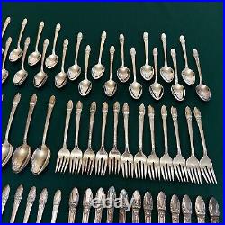 1847 ROGERS BROS FIRST LOVE 1937 SILVER PLATE FLATWARE 76pc SERVICE for 12 B