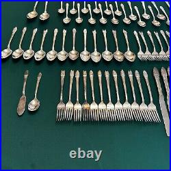 1847 ROGERS BROS FIRST LOVE 1937 SILVER PLATE FLATWARE 76pc SERVICE for 12 B