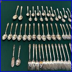 1847 ROGERS BROS FIRST LOVE 1937 SILVER PLATE FLATWARE 76pc SERVICE for 12 B