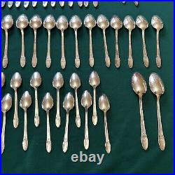 1847 ROGERS BROS FIRST LOVE 1937 SILVER PLATE FLATWARE 76pc SERVICE for 12 B