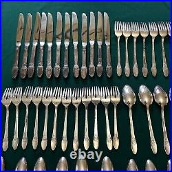 1847 ROGERS BROS FIRST LOVE 1937 SILVER PLATE FLATWARE 76pc SERVICE for 12 B