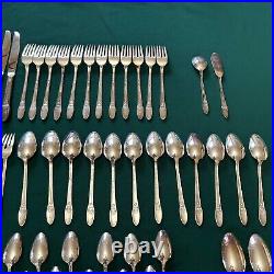 1847 ROGERS BROS FIRST LOVE 1937 SILVER PLATE FLATWARE 76pc SERVICE for 12 B