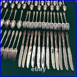 1847 ROGERS BROS FIRST LOVE 1937 SILVER PLATE FLATWARE 76pc SERVICE for 12 B