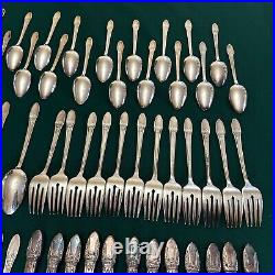 1847 ROGERS BROS FIRST LOVE 1937 SILVER PLATE FLATWARE 76pc SERVICE for 12 B