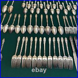 1847 ROGERS BROS FIRST LOVE 1937 SILVER PLATE FLATWARE 76pc SERVICE for 12 B