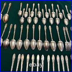 1847 ROGERS BROS FIRST LOVE 1937 SILVER PLATE FLATWARE 76pc SERVICE for 12 B