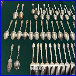 1847 ROGERS BROS FIRST LOVE 1937 SILVER PLATE FLATWARE 76pc SERVICE for 12 B