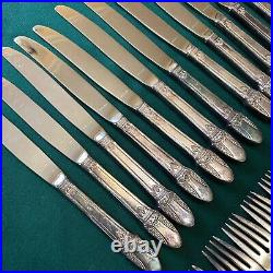 1847 ROGERS BROS FIRST LOVE 1937 SILVER PLATE FLATWARE 76pc SERVICE for 12 B