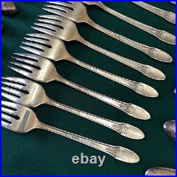 1847 ROGERS BROS FIRST LOVE 1937 SILVER PLATE FLATWARE 76pc SERVICE for 12 B