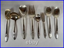 1847 ROGERS BROS FIRST LOVE SILVER-PLATE FLATWARE SET 57pc W CHEST 4653