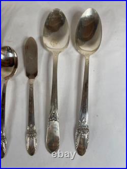 1847 ROGERS BROS FIRST LOVE SILVER-PLATE FLATWARE SET 57pc W CHEST 4653