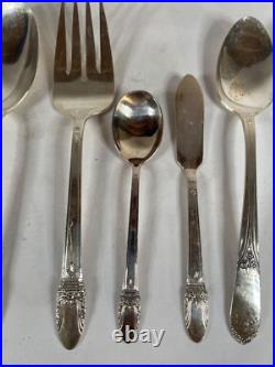 1847 ROGERS BROS FIRST LOVE SILVER-PLATE FLATWARE SET 57pc W CHEST 4653