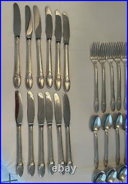 1847 ROGERS BROS First Love silver plate flatware for 12 with serving pieces