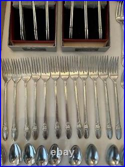 1847 ROGERS BROS First Love silver plate flatware for 12 with serving pieces