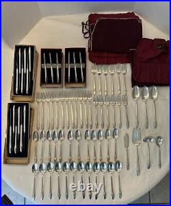 1847 ROGERS BROS First Love silver plate flatware for 12 with serving pieces