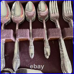 1847 Roger Bros 53 Piece FIRST LOVE Silverware Silver Plate Set (in BOX)