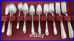1847 Roger Bros ADORATION Silverware 53 Pcs-5 Pc Place Setting For 8 WithBox EC