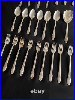 1847 Roger's Brothers First Love IS Silver plate Flatware Set 79 Pcs USED