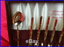1847 Rogers 1940's 50 Piece Set With Wood Case Round Handles