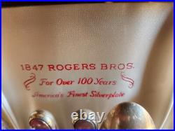 1847 Rogers Adoration Pattern Flatware Service For 7 withBox 50 Pc Set Silverplate