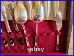 1847 Rogers Adoration Pattern Flatware Service For 7 withBox 50 Pc Set Silverplate