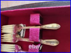 1847 Rogers Adoration Pattern Flatware Service For 7 withBox 50 Pc Set Silverplate