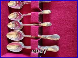 1847 Rogers Adoration Pattern Flatware Service For 7 withBox 50 Pc Set Silverplate