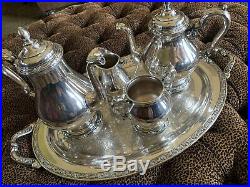 1847 Rogers Bro COFFEE TEA SET Silverplate Remembrance 5 Piece With Tray