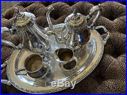 1847 Rogers Bro COFFEE TEA SET Silverplate Remembrance 5 Piece With Tray
