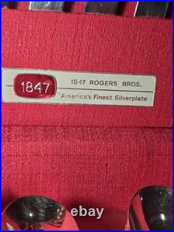 1847 Rogers Bros. 50pc Silverplate Flatware Set for 8 in Wooden Chest Case