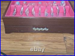 1847 Rogers Bros. 50pc Silverplate Flatware Set for 8 in Wooden Chest Case