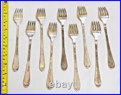 1847 Rogers Bros 69 Pc Serving for 8 Floral Pattern Silverplated Flatware Set