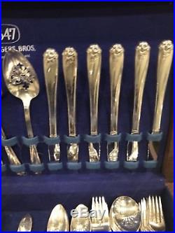 1847 Rogers Bros 75 Piece Silver Plated Spoons and Knives Daffodil Set