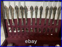 1847 Rogers Bros 92pc Reflection Silverware Set In wood chest